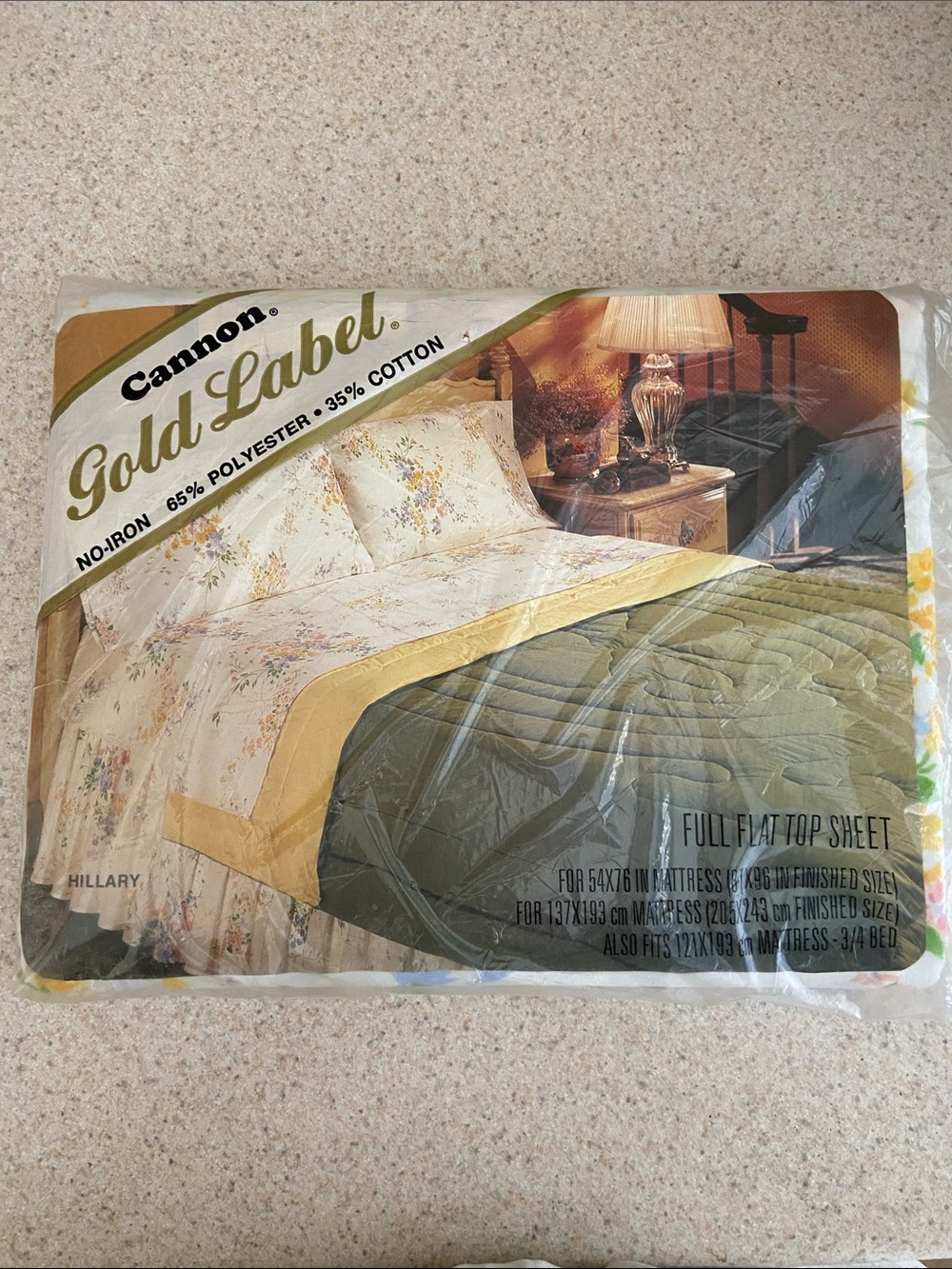 Vintage Cannon Gold Label Hillary Floral Full Flat Sheet NOS USA